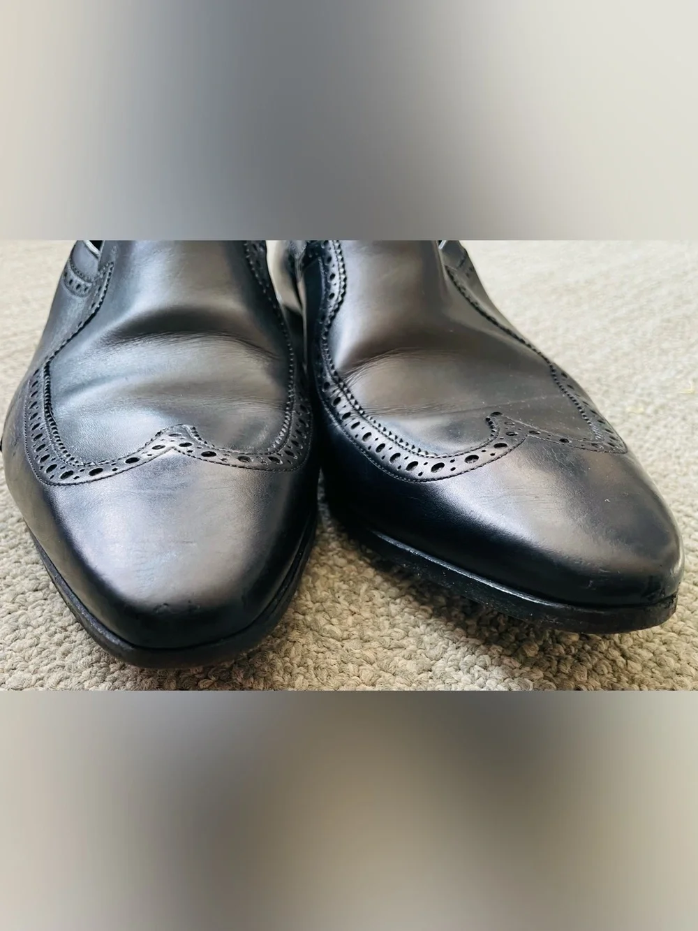 GUCCI Mens Black Leather Oxford Wingtip Slip-On Loafers